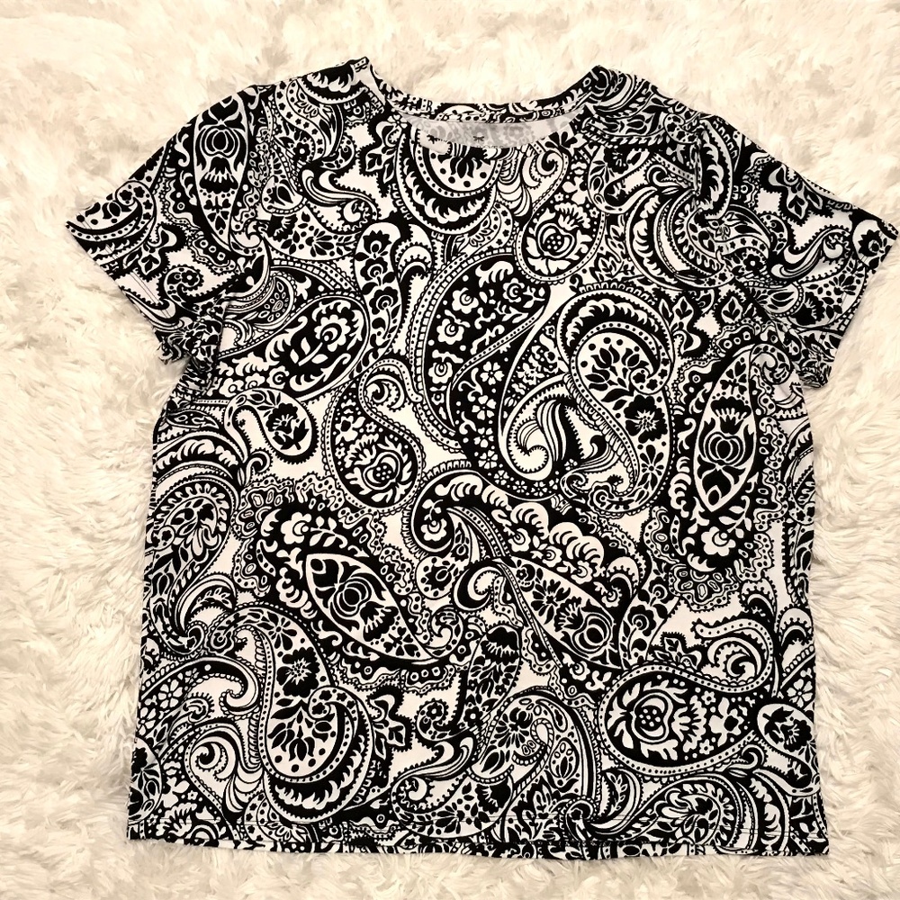 Talbots Plus Black/White NWT Short Sleeve Size 1X